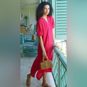 LAKE Gauze Caftan Women's Maxi Dress In Heatwave Pink Size S